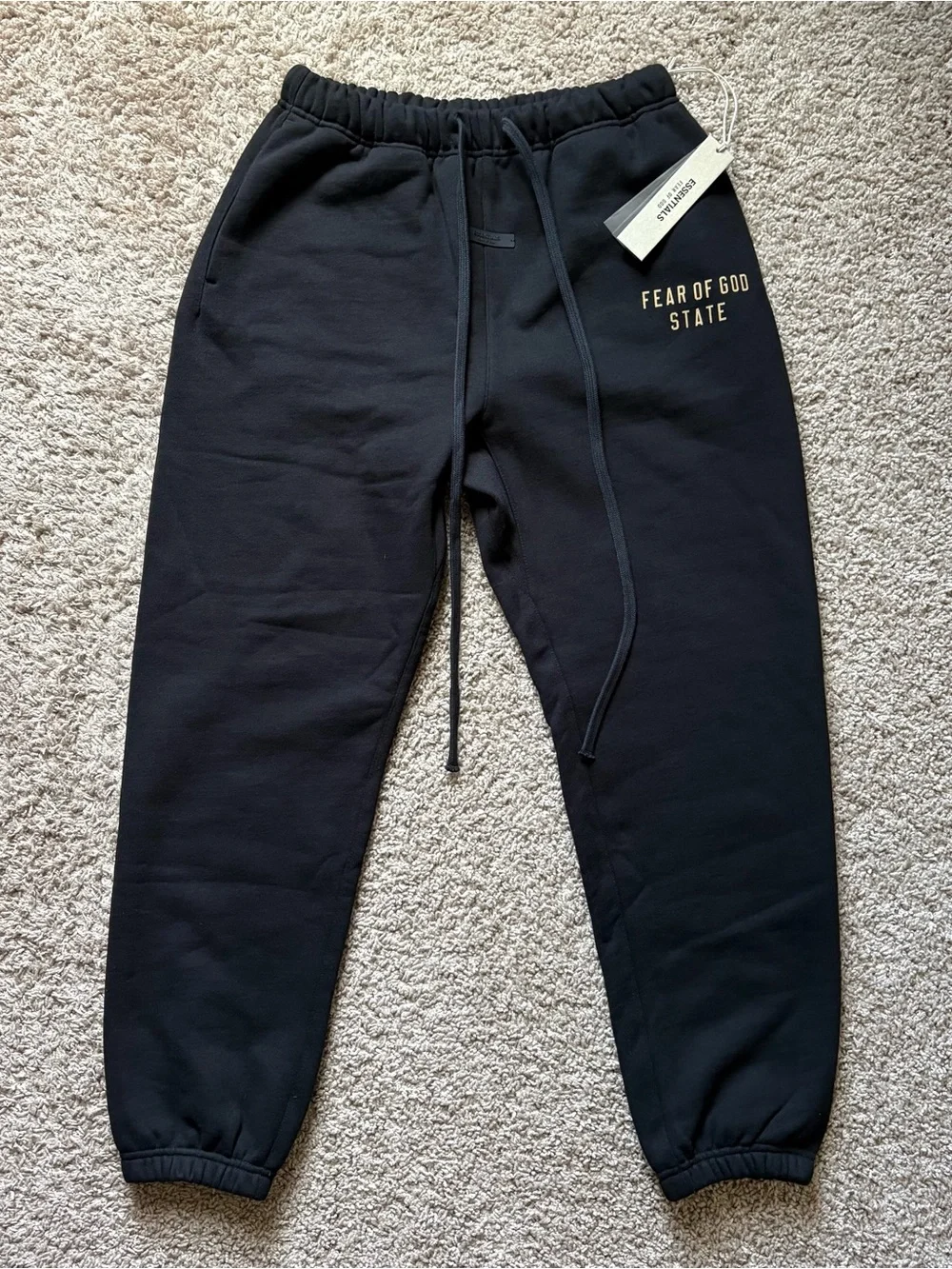 NWT Fear of God Essentials Heavy Fleece Sweatpant Black Small Oversized FW24 - Picture 2 of 11